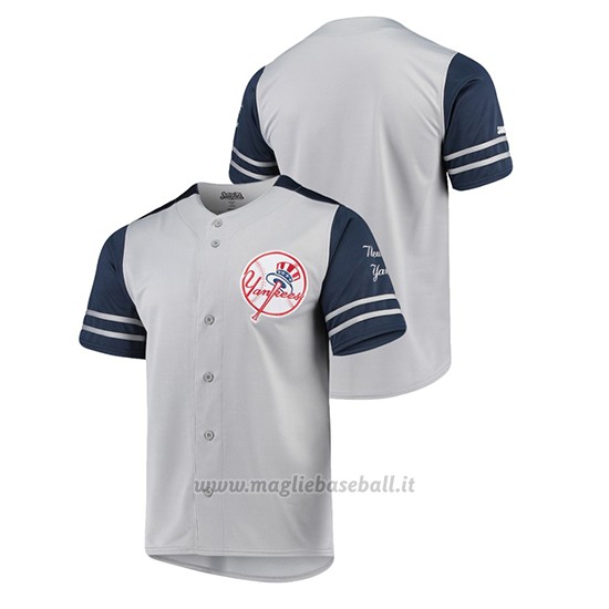 Maglia Baseball Uomo New York Yankees Button-down Stitches Autentico Grigio